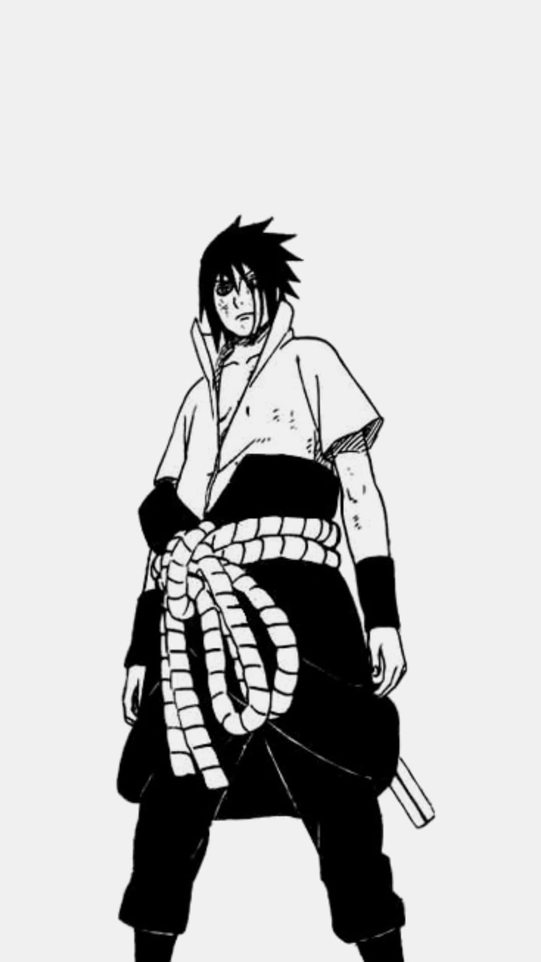 Sasuke Uchiha En Posture Monochrome Fond d'écran