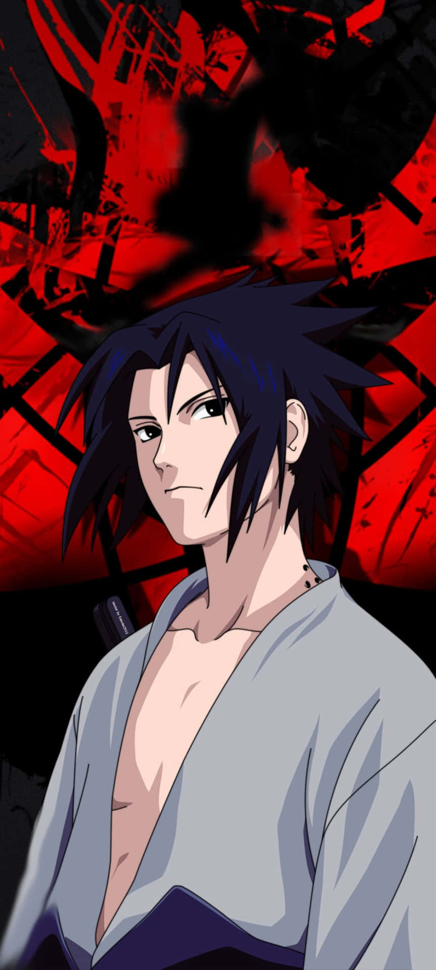 Sasuke Uchiha Red Background Anime Artwork Wallpaper