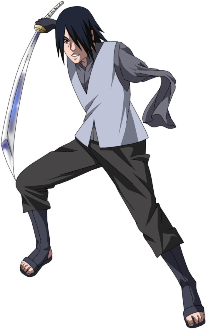 Sasuke Uchiha With Sword Action Pose PNG
