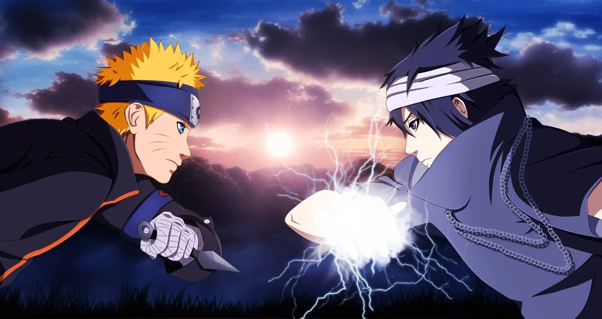 Sasuke Vs Naruto In Bandages Wallpaper
