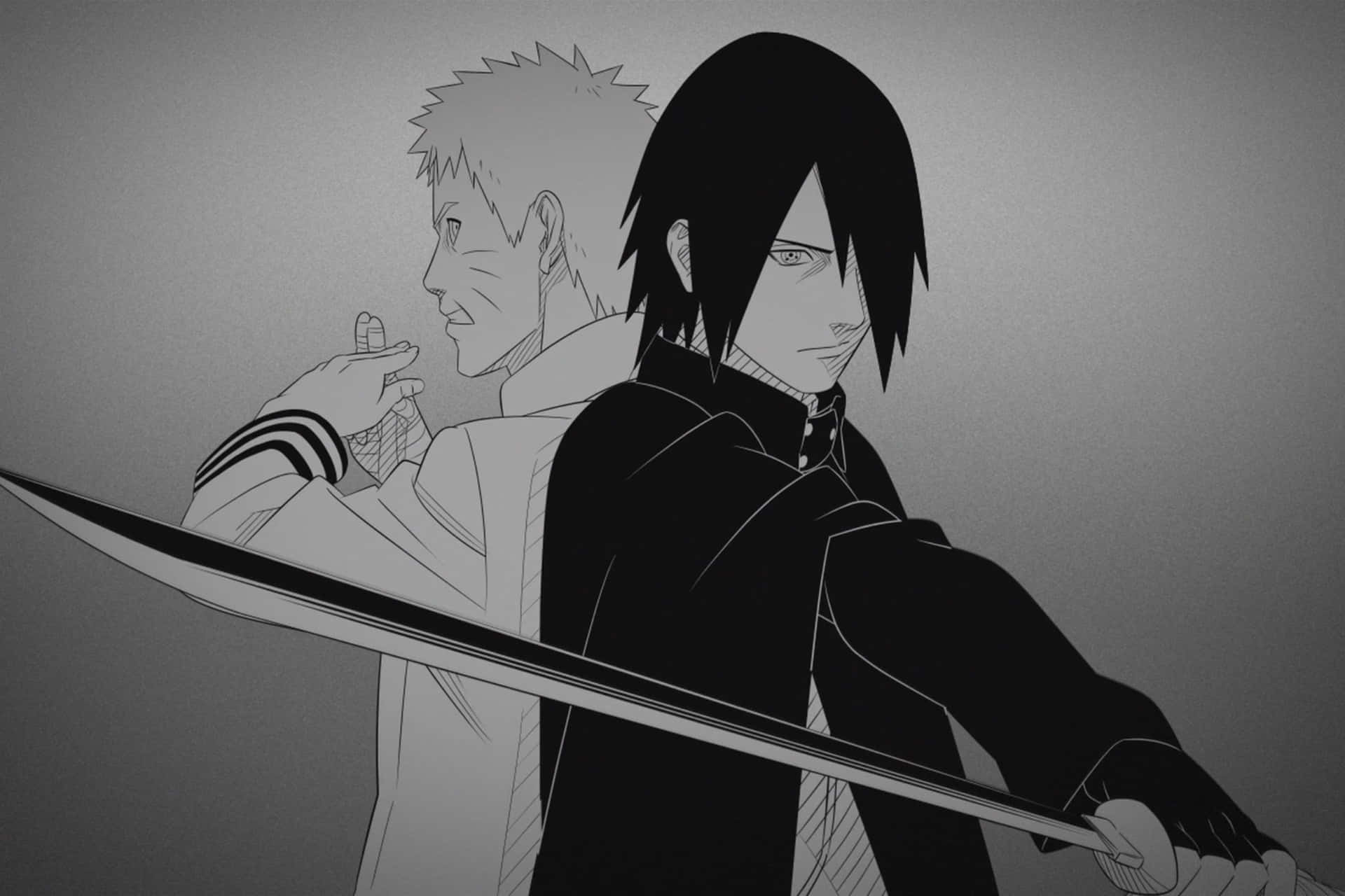 Sasukeand Naruto Black White Silhouette Wallpaper