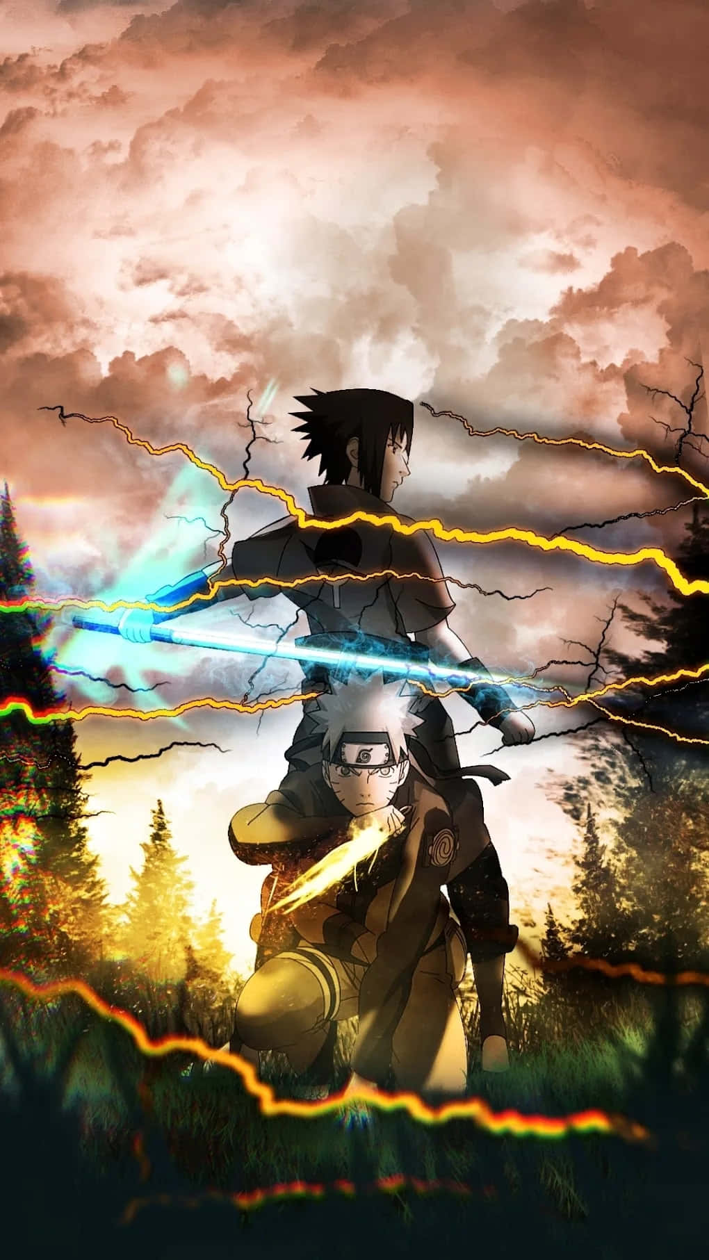 Sasukeand Naruto Power Showdown Wallpaper
