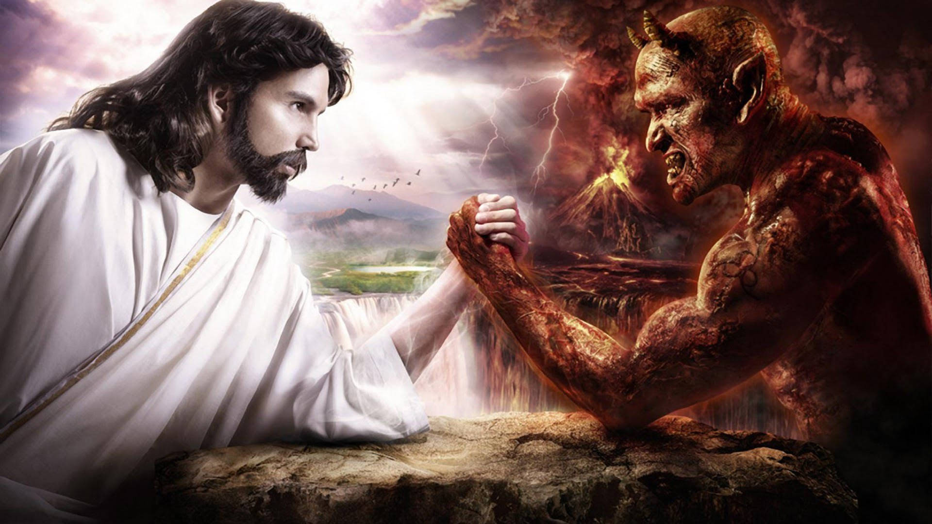 satan vs god wallpaper