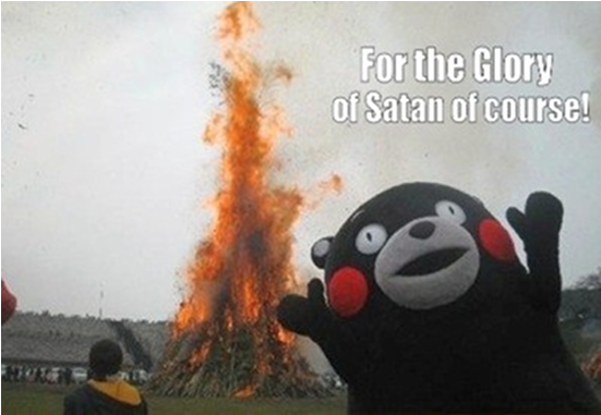 Satanic Glory Bonfirewith Character Meme PNG