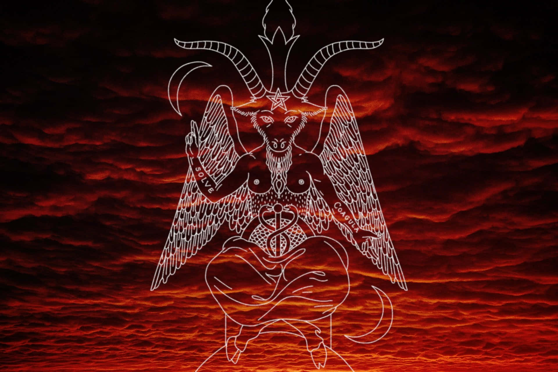 Satanic worship amidst a fiery inferno.