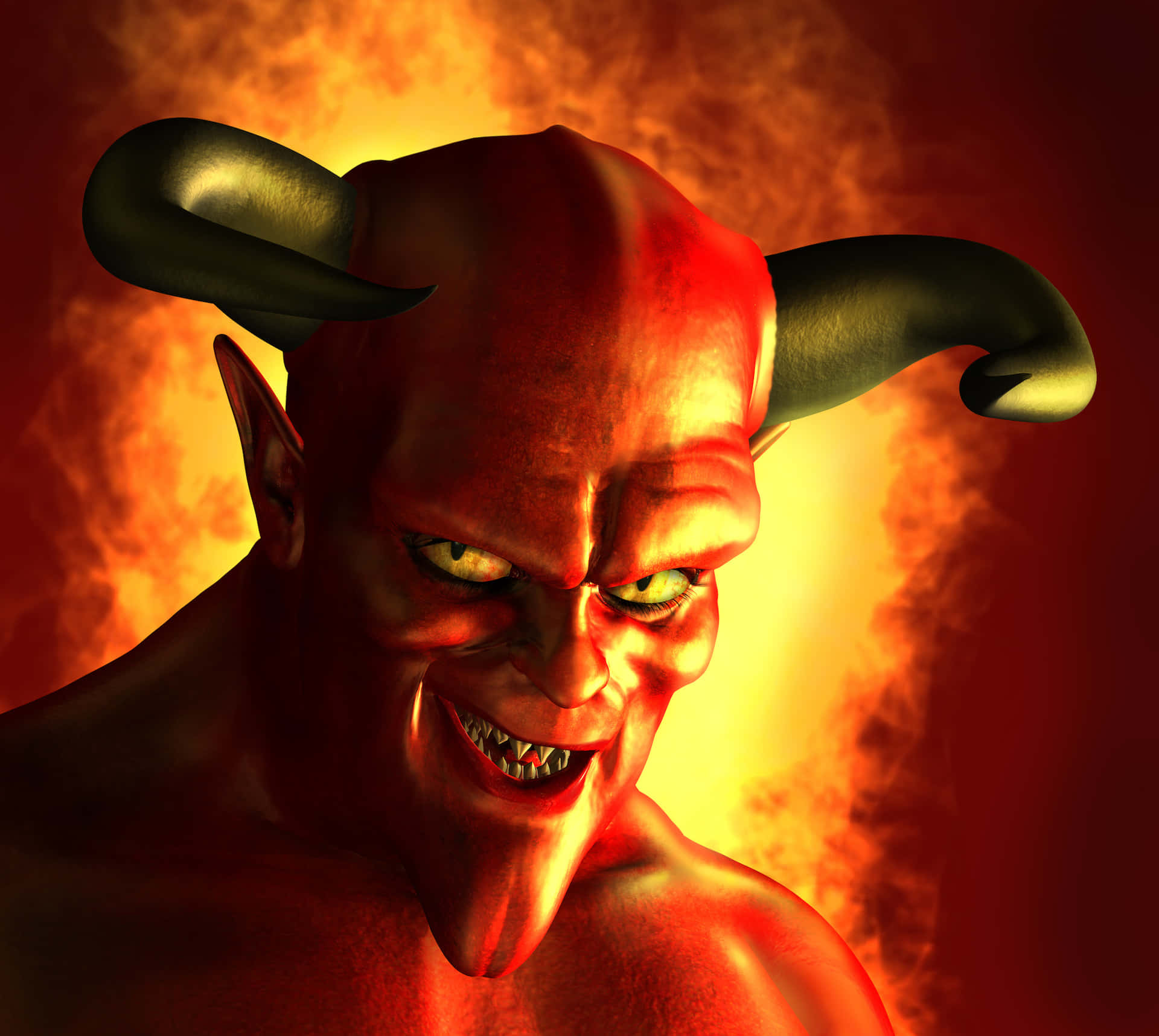 A Devil With Horns And A Red Face