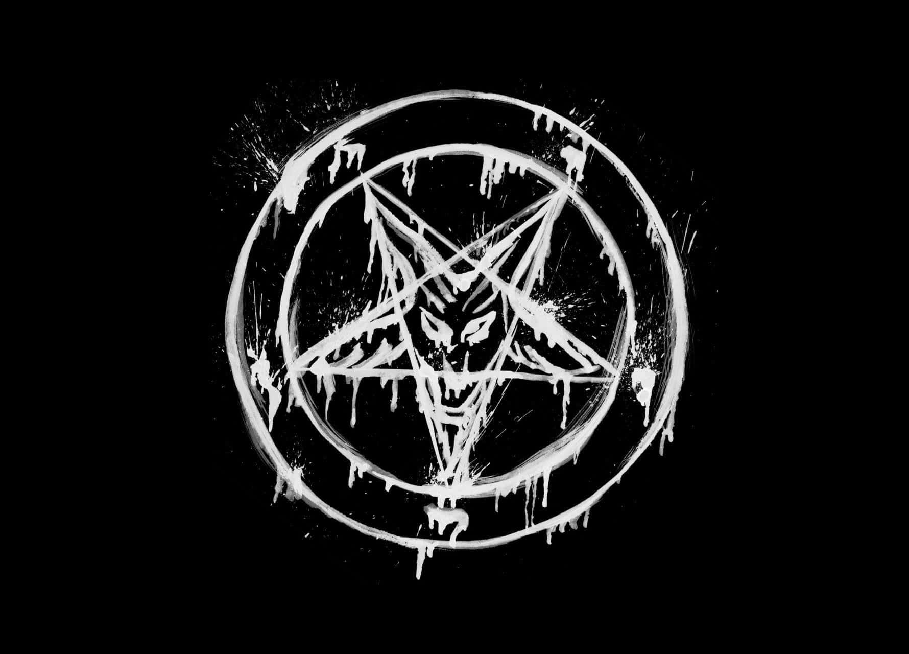 Einweißes Pentagramm Auf Einem Schwarzen Hintergrund
