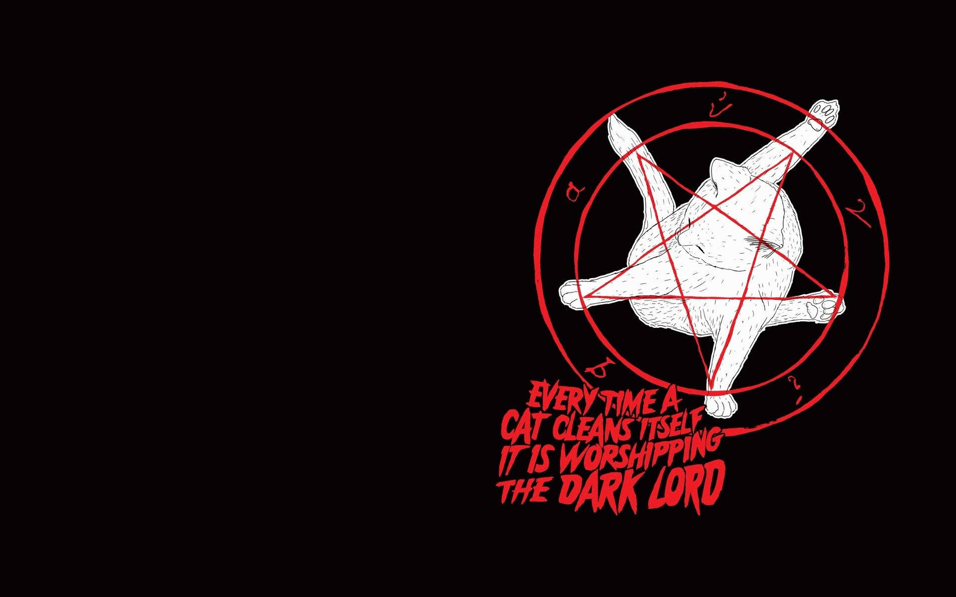 Satanic Red Pentacle With Text Wallpaper