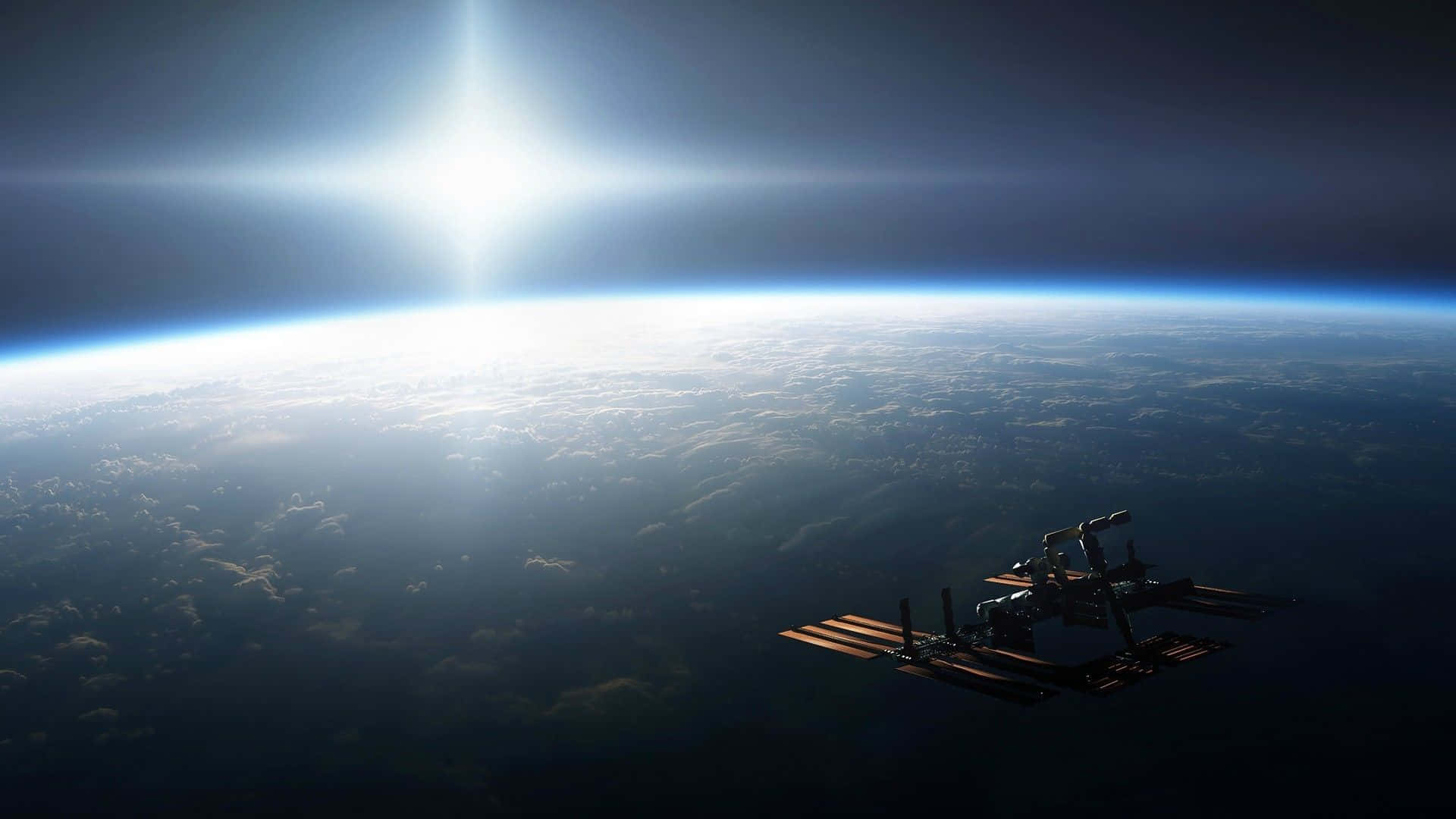 an image of an international space station in space