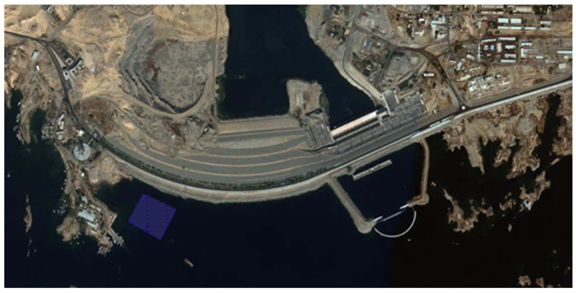 Satellite view of Aswan High Dam, Egypt Wallpaper