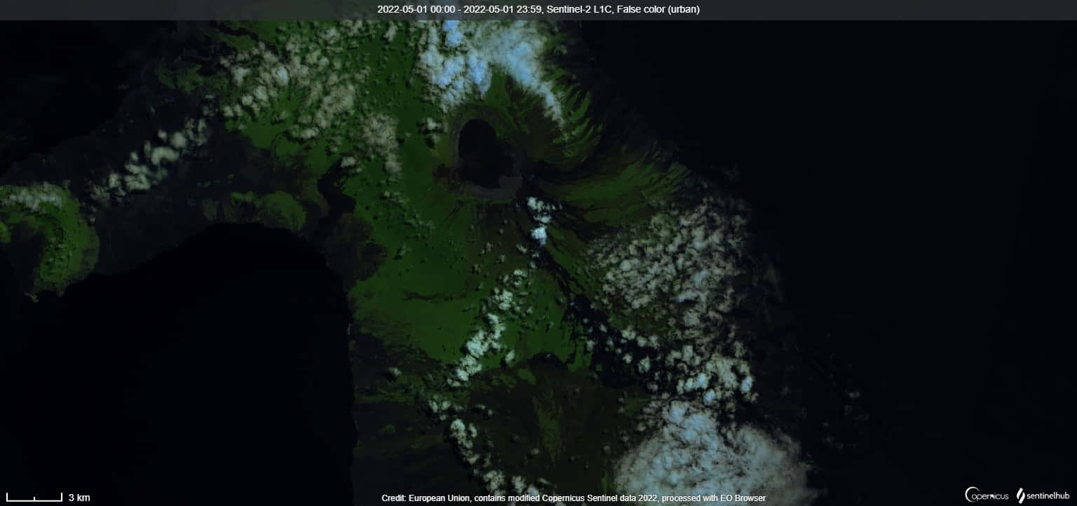 Satellite View Of An Effusive Volcanic Eruption Wallpaper