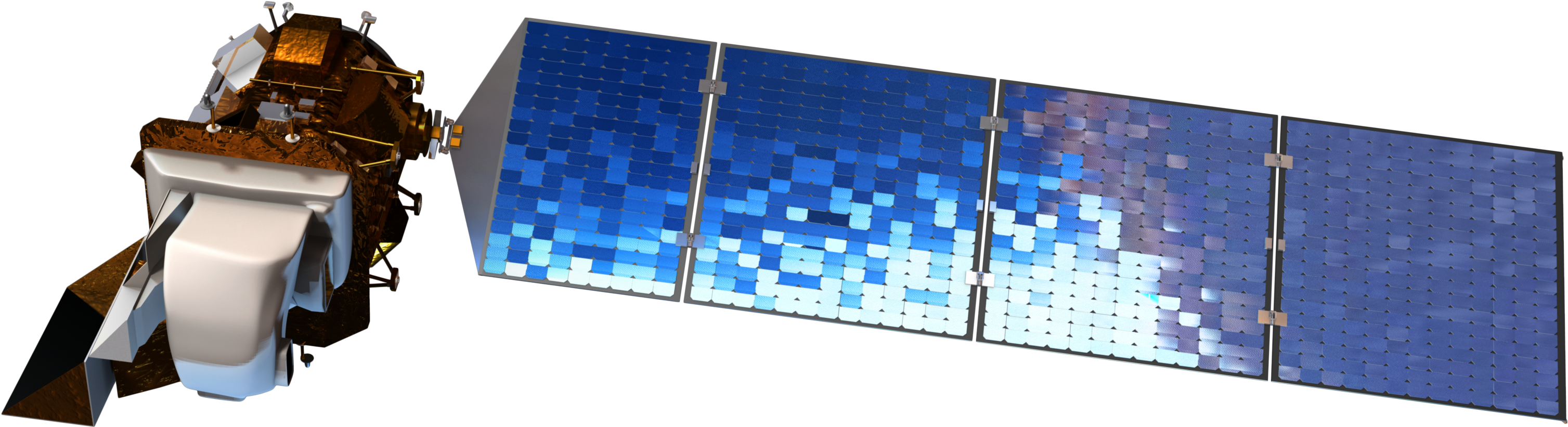 Satellitewith Solar Panels3 D Model PNG