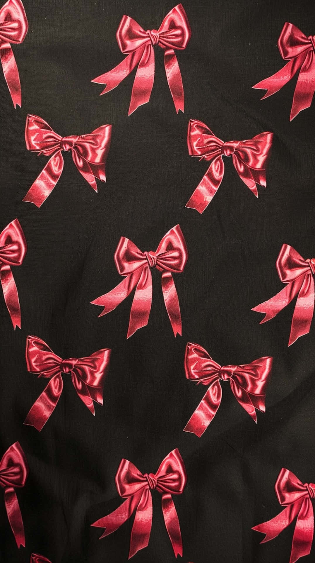 Satin Red Bowson Black Fabric Wallpaper