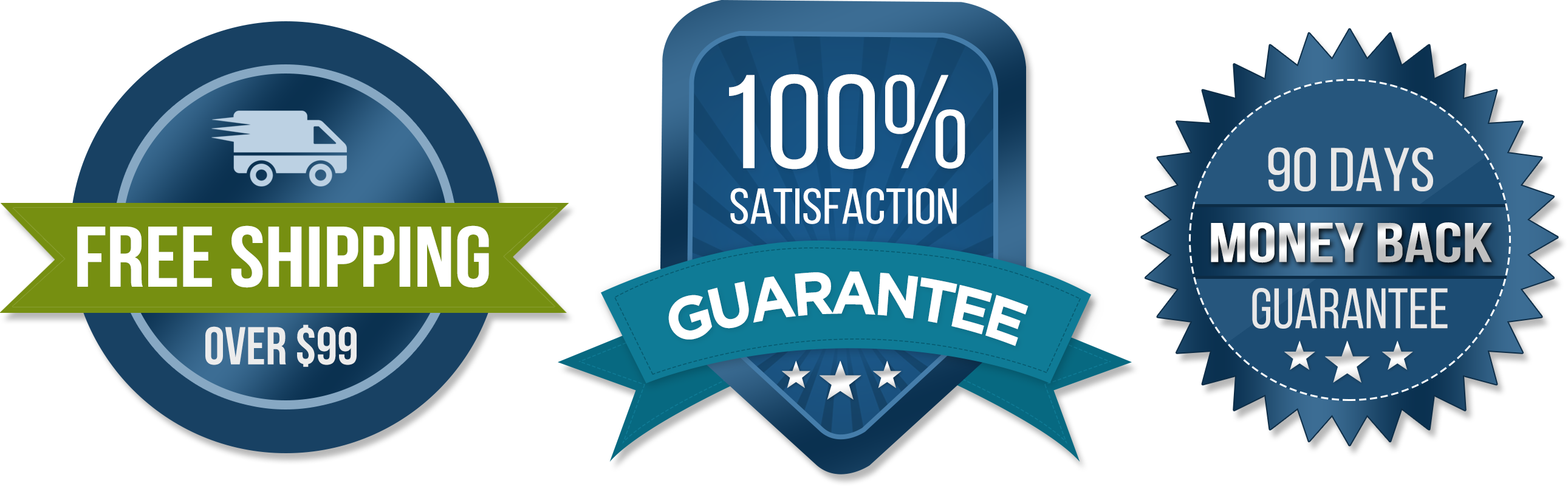 Satisfaction Guarantee Free Shipping Badges PNG