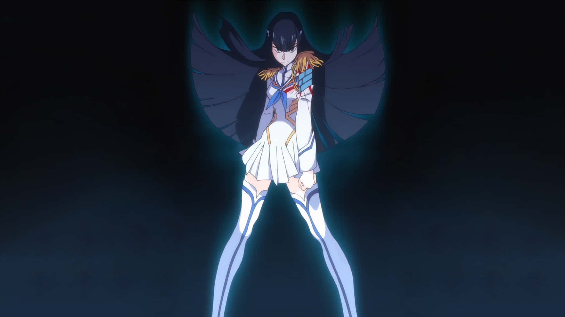 Satsuki Kiryuin, a determined and powerful leader, stands tall and proud. Wallpaper