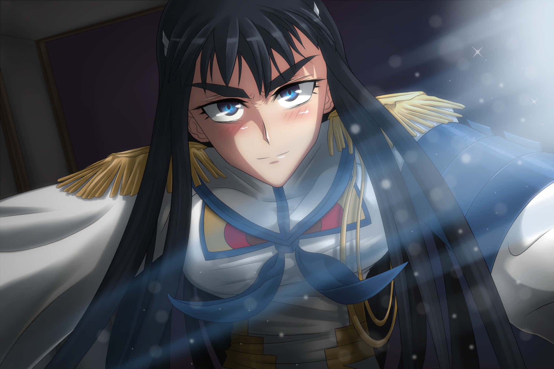 "Satsuki Kiryuin stands triumphant, surrounded by a flurry of blades." Wallpaper