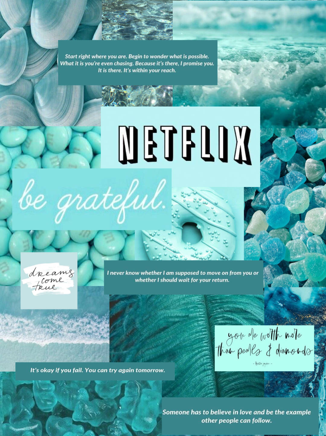 Estéticade Collage Saturado De Tumblr En Color Verde Azulado Fondo de pantalla