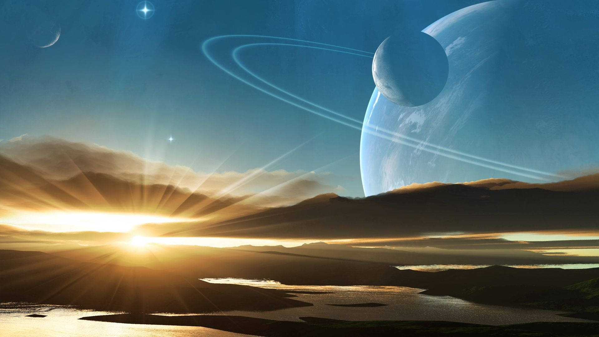 Saturn And Sunrise Wallpaper