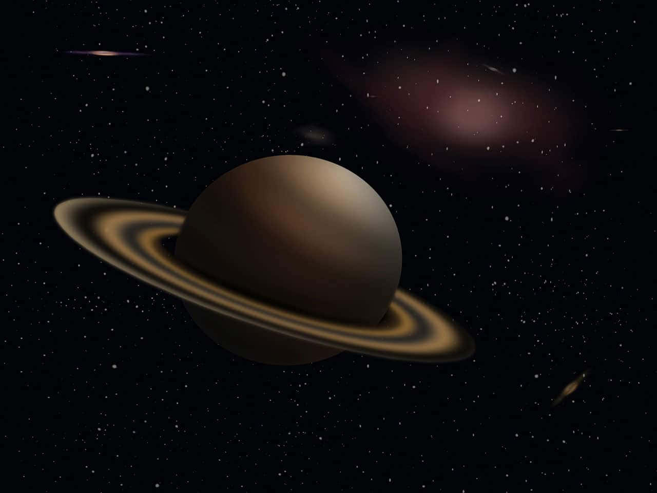 Etsmukt Udsyn Af Saturn, Der Skinner På Nattens Himmel.