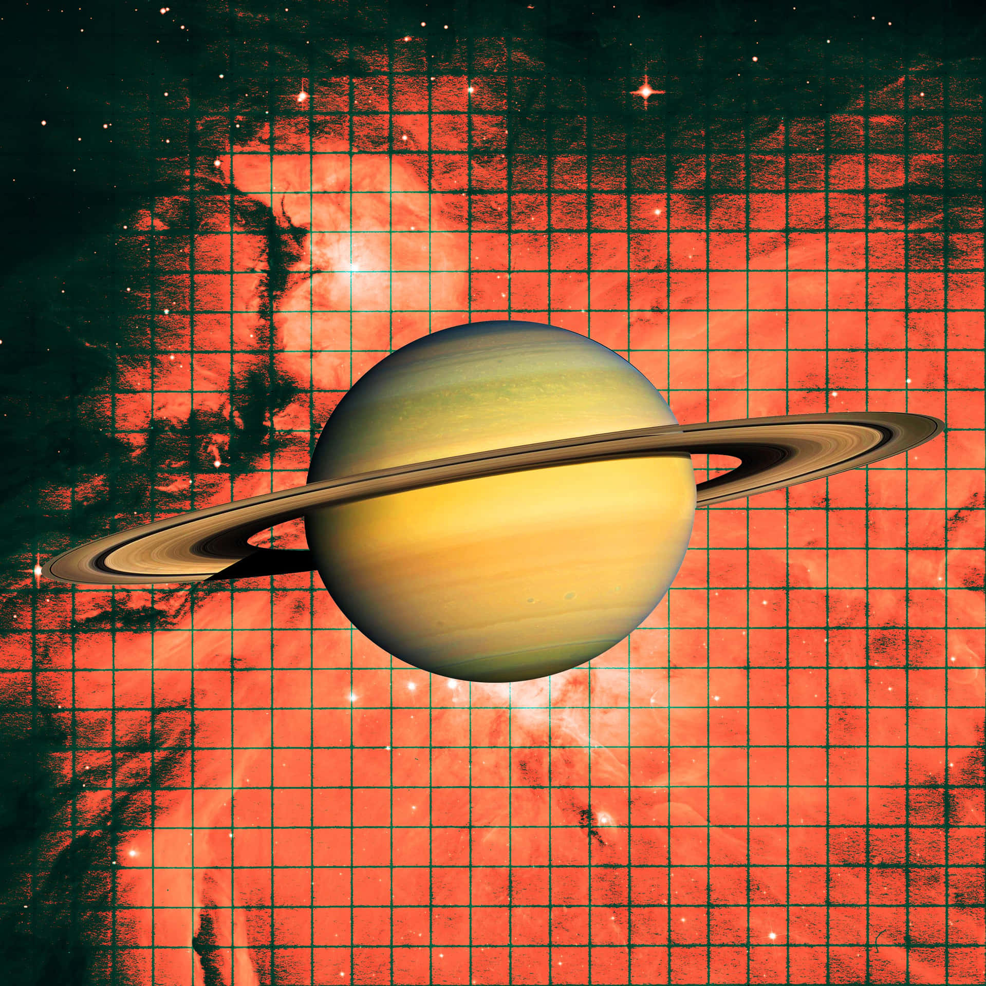 Skönhetenhos Saturnus Med Sina Majestätiska Ringar.