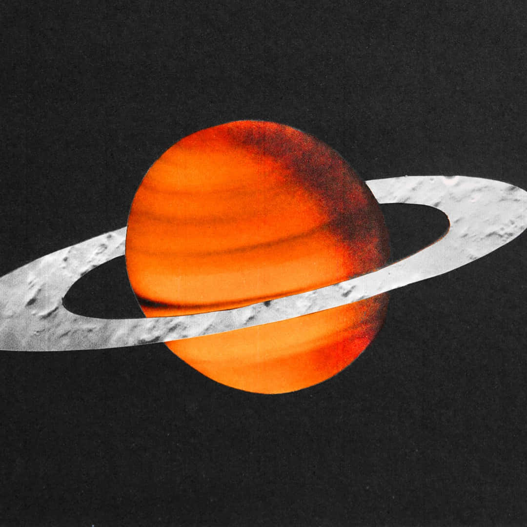 Ensvart Och Orange Saturnus-t-shirt