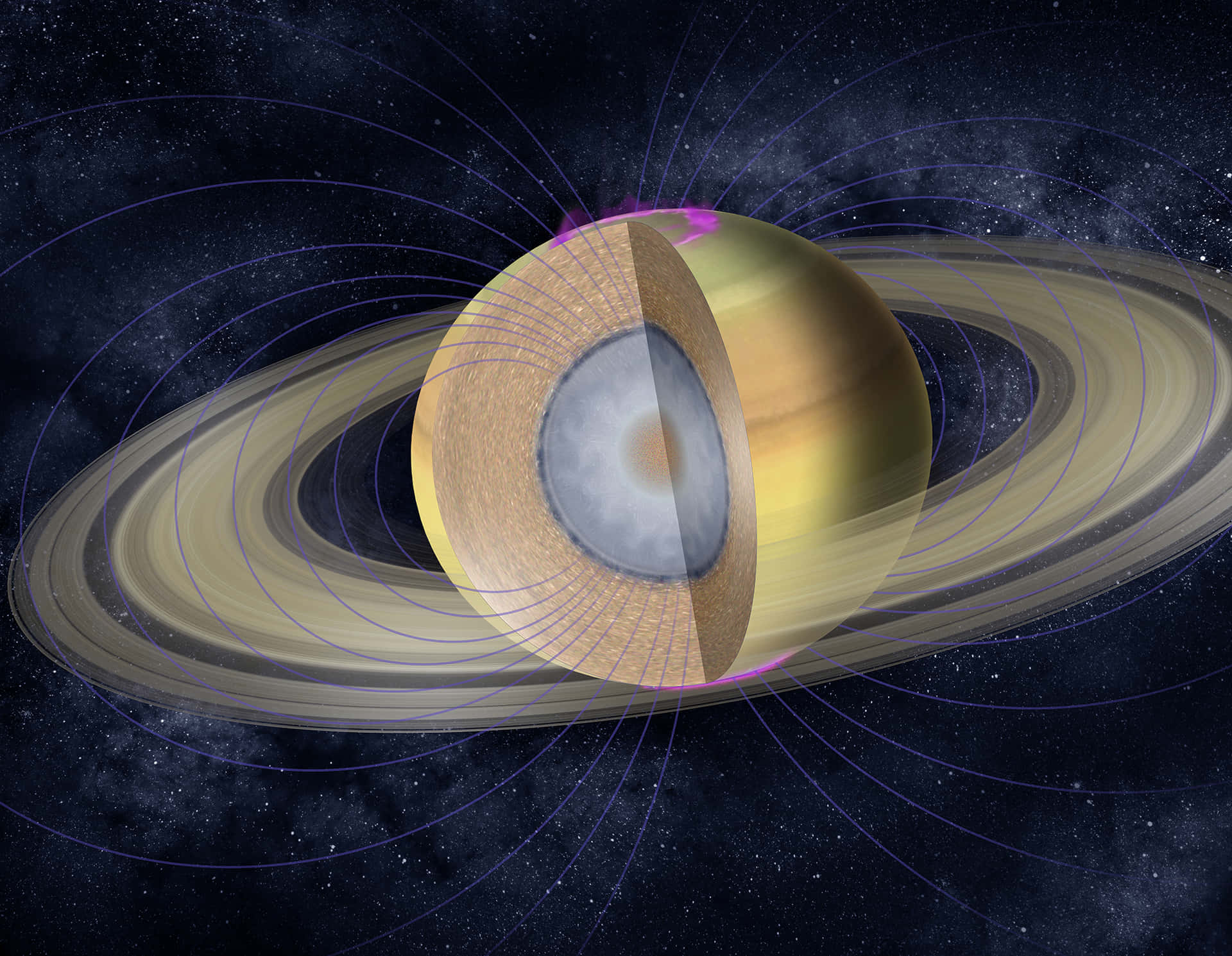 Enfågelperspektiv Av Den Storslagna Planeten Saturnus.