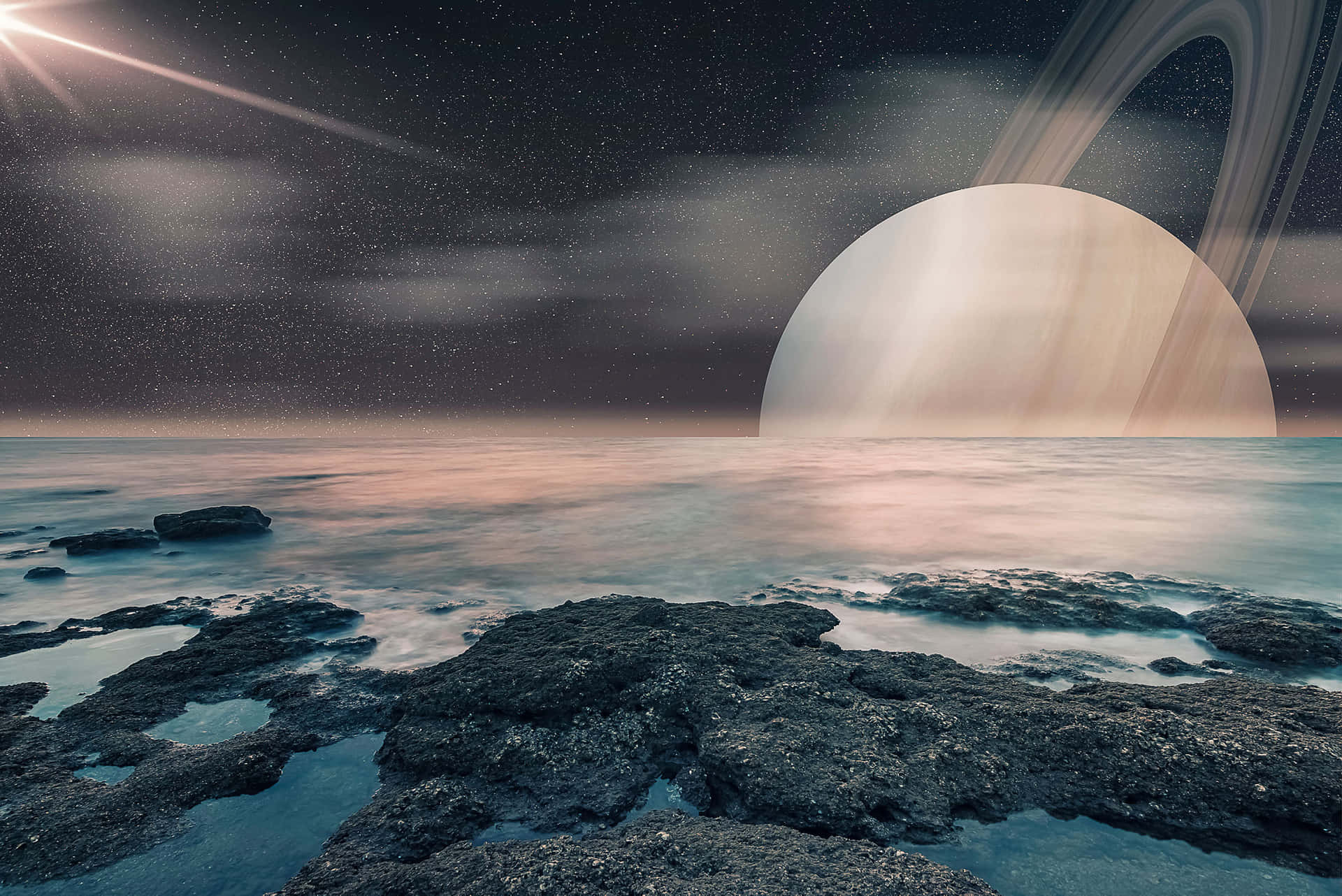 Etforbløffende Billede Af Saturn Set Fra Rummet.