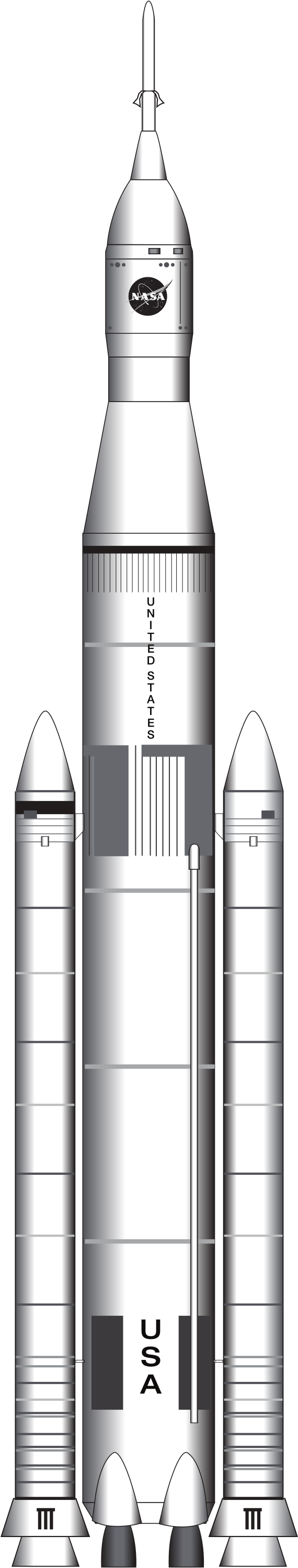 Saturn V Apollo Rocket Illustration PNG