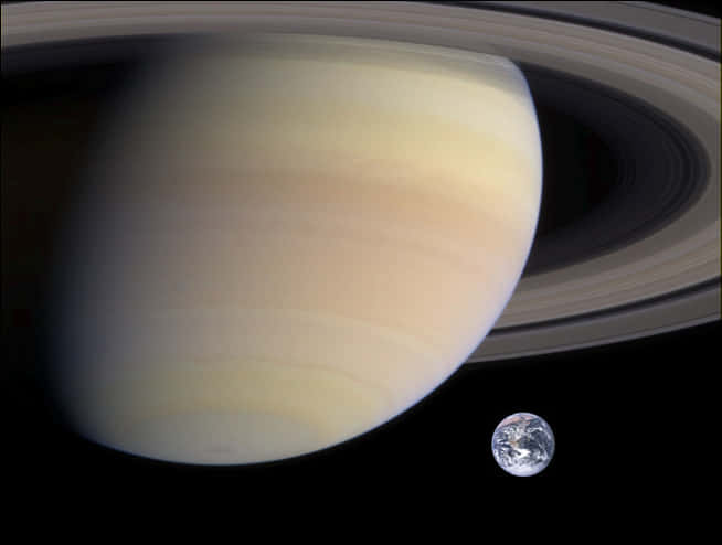 Saturnand Earth Comparison PNG