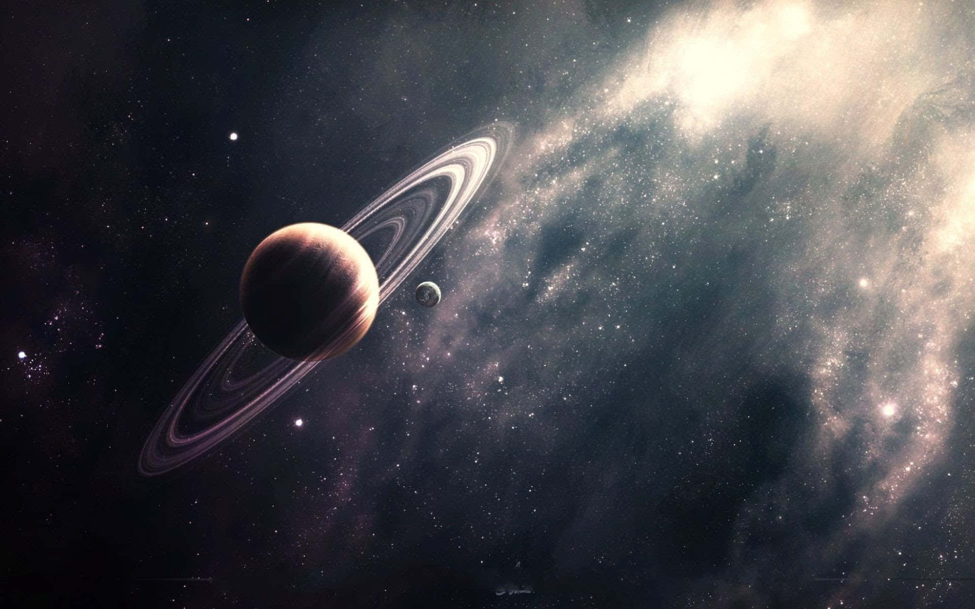 Saturnomajestuoso En La Inmensidad Del Espacio.