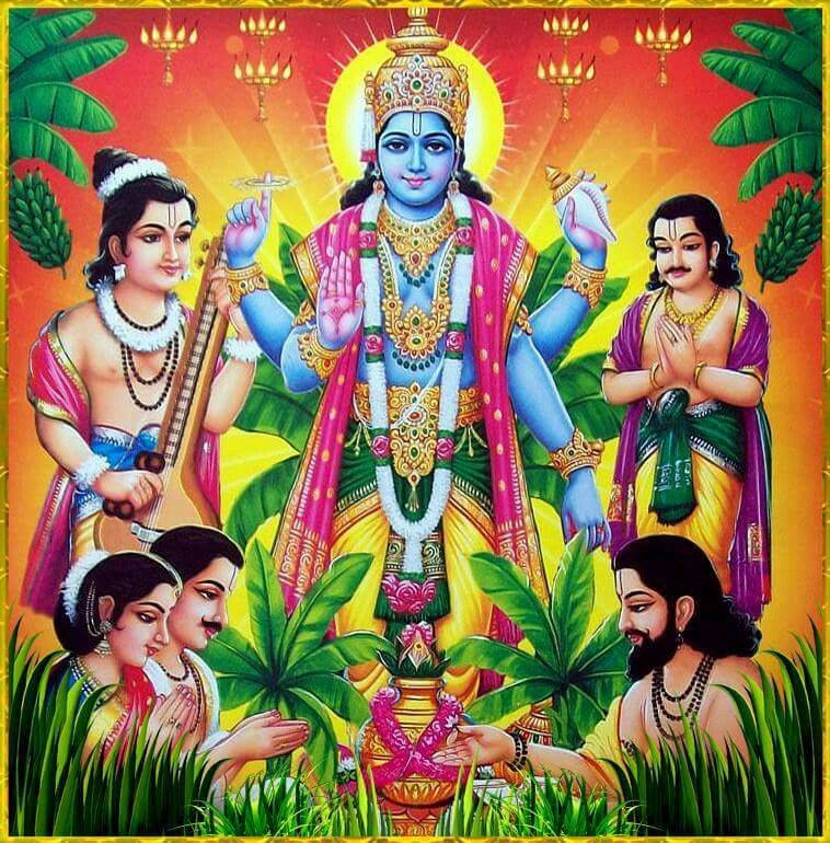 Download Satyanarayana Swamy Red Background Wallpaper 