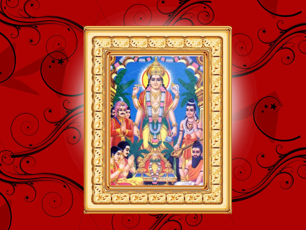 Download Satyanarayana Swamy Red Black Background Wallpaper 
