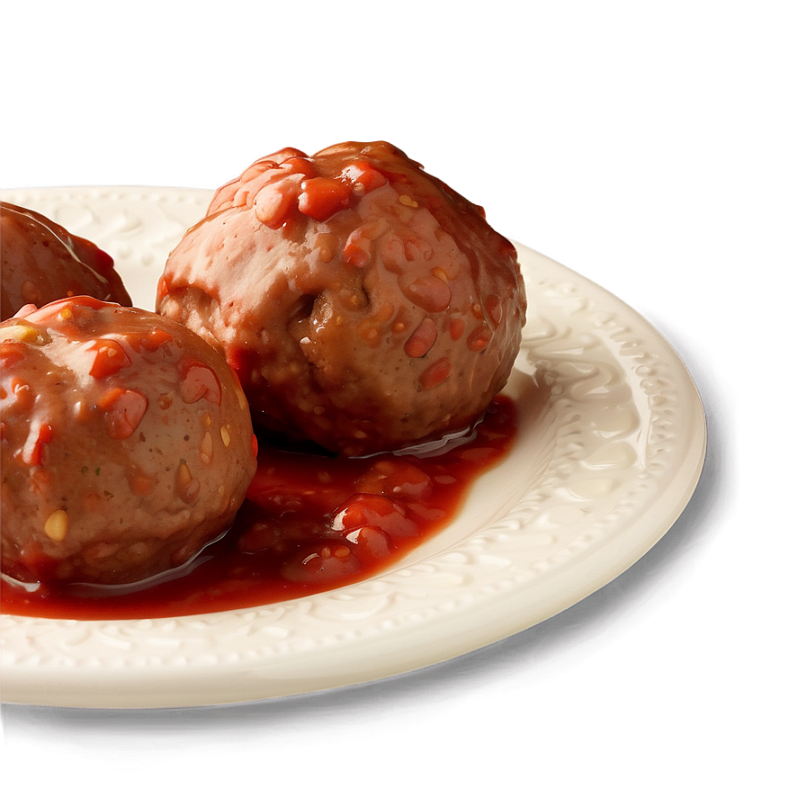 Saucy Meatballson Plate PNG