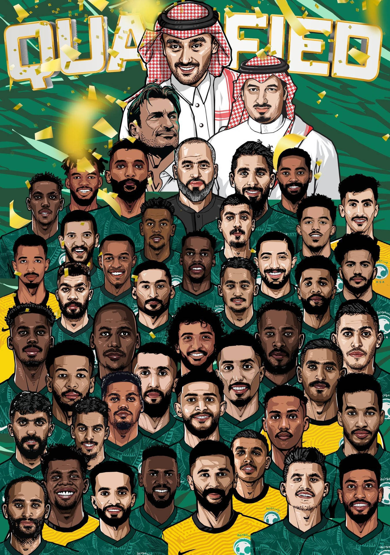 Saudi Arabia National Football Team Cartoon Illustration Picture