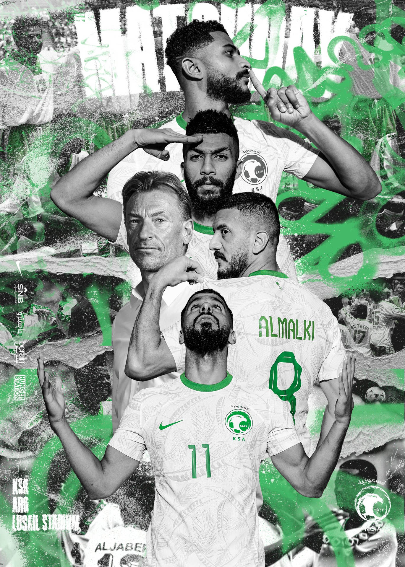 Pósterdel Equipo Nacional De Fútbol De Arabia Saudita En El Día De Partido. Fondo de pantalla