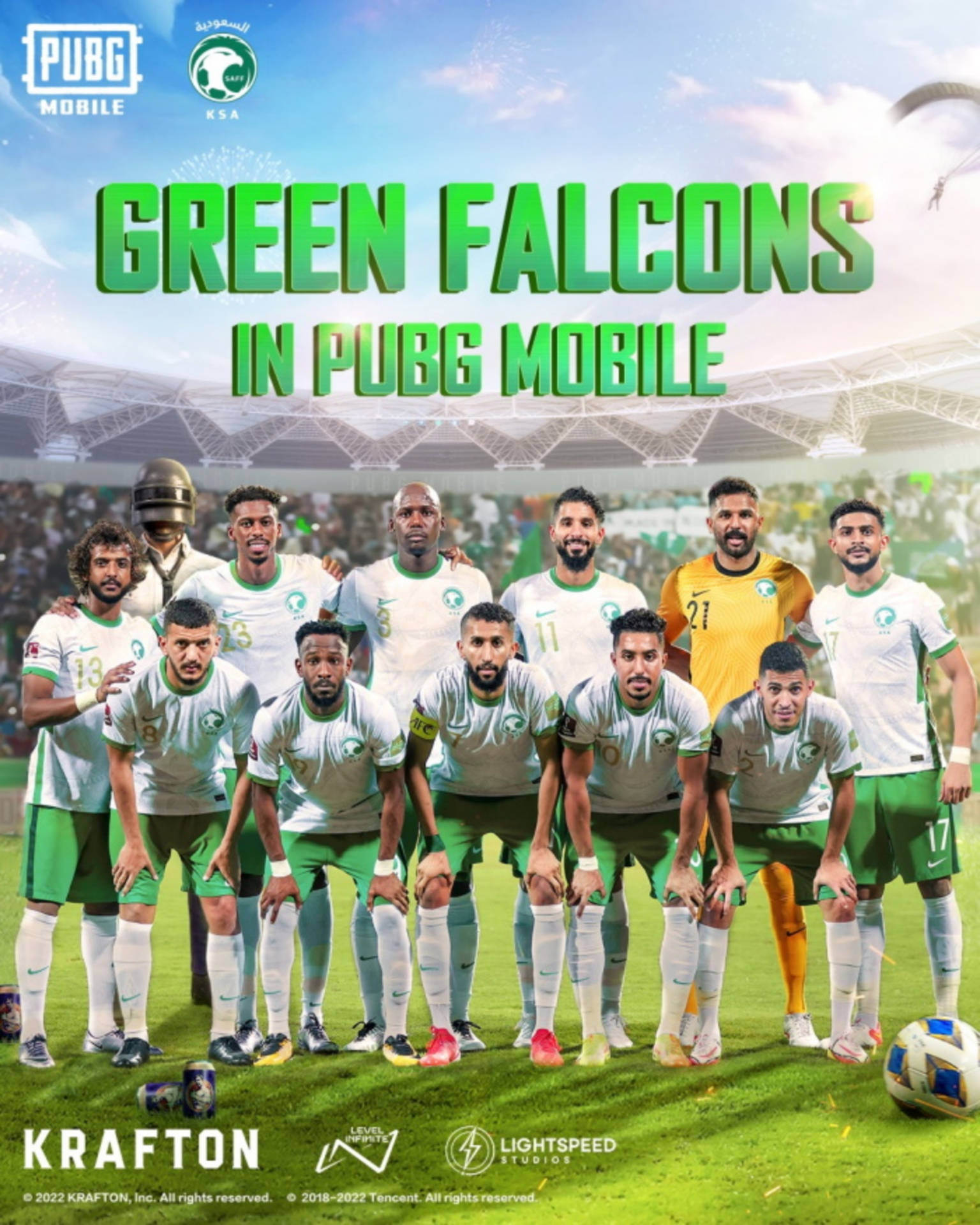 Saudi-Arabiens Nationale Fodboldhold PUBG Mobile Tapet Wallpaper