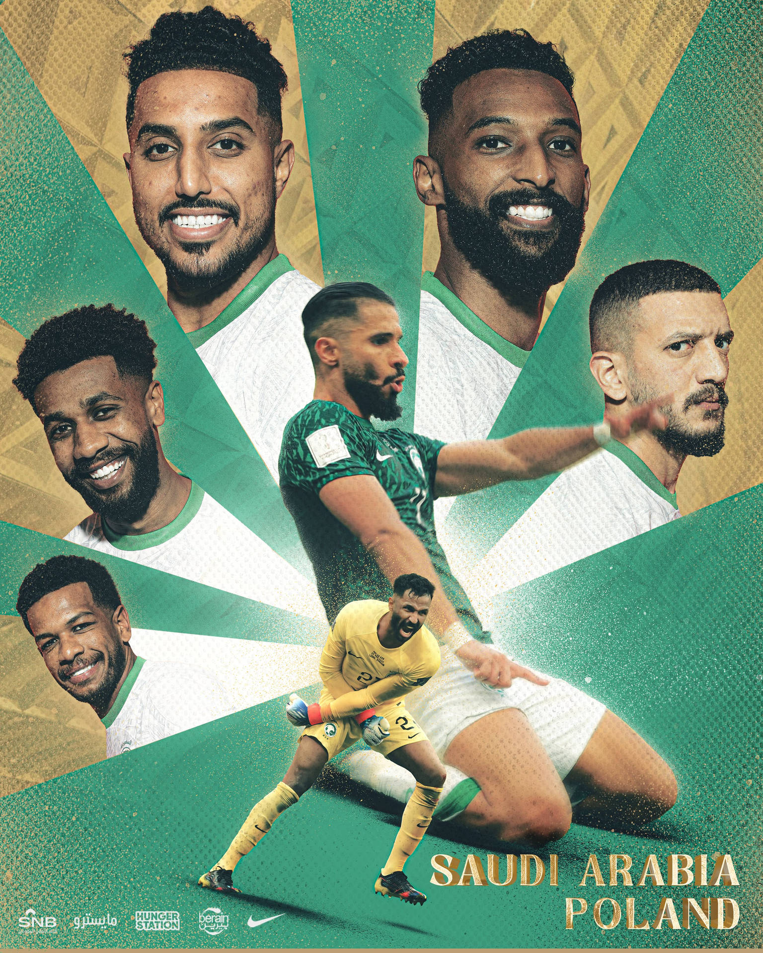 Saudi-Arabiens Nationalsfodboldhold mod Polen Wallpaper