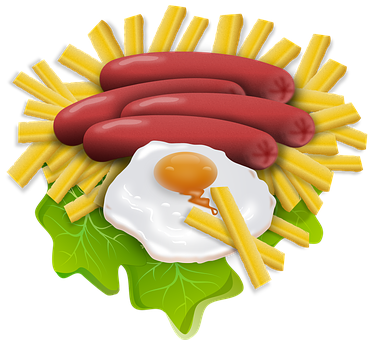 Sausages Fries Egg Graphic PNG