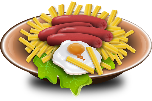 Sausages Friesand Fried Egg Plate PNG