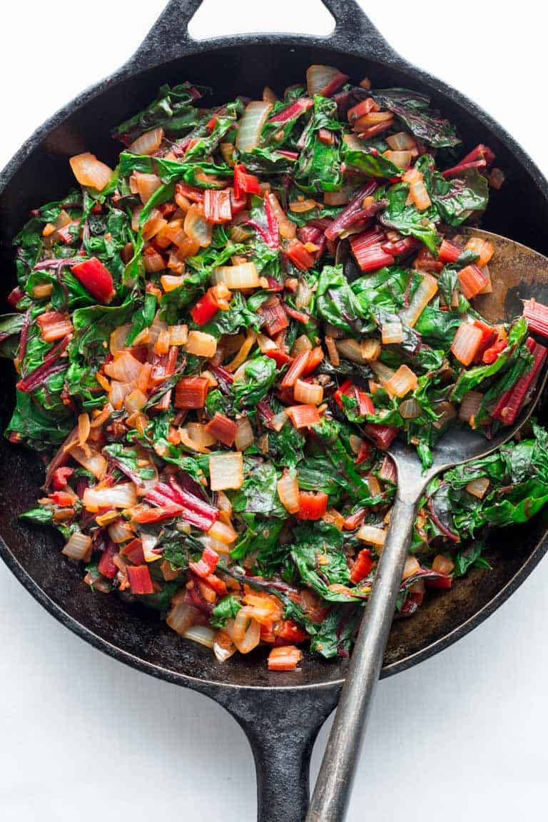 Delicious Sauteed Swiss Chard Vegetable Dish Wallpaper