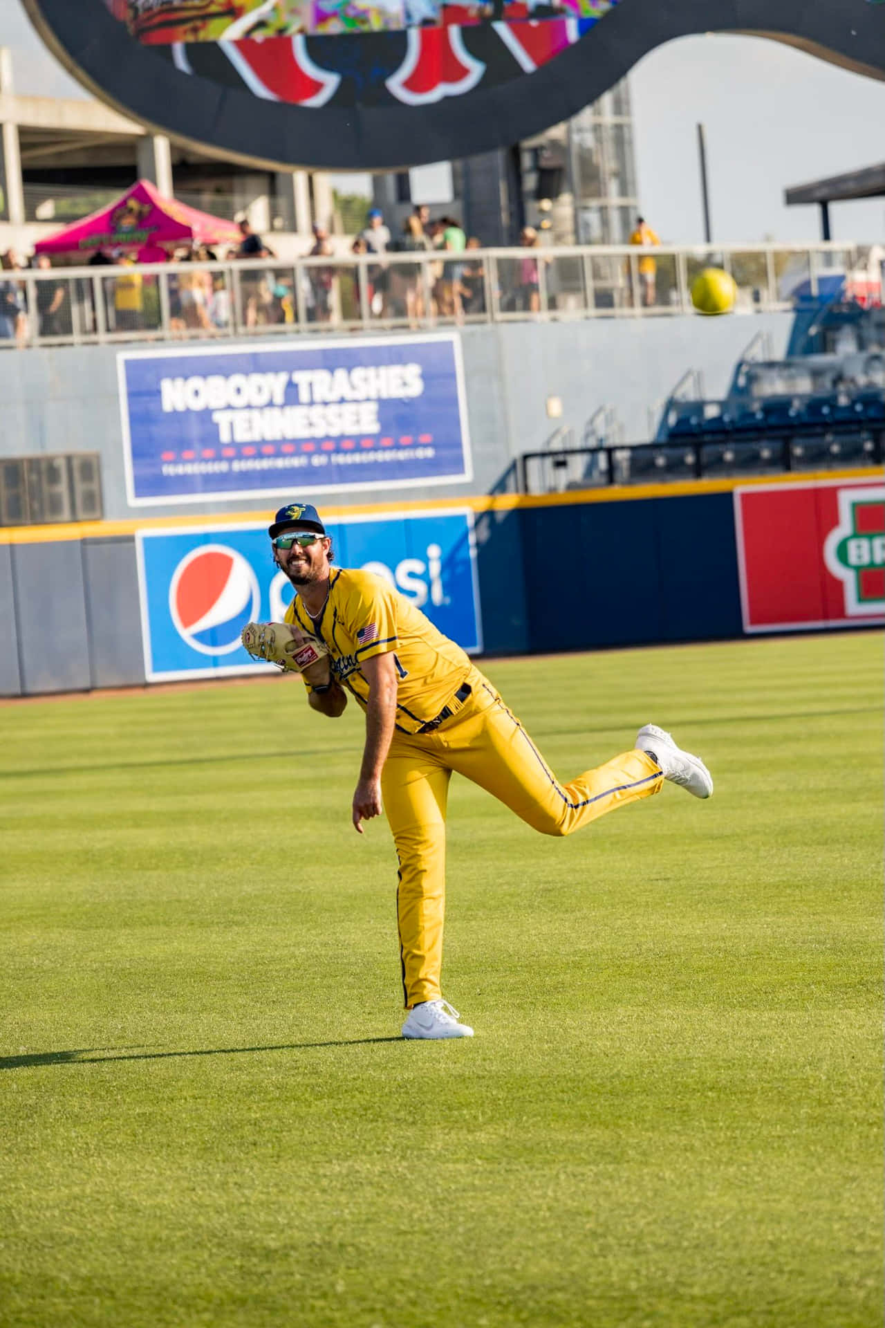 Savannah Bananas Player Catching Ball Wallpaper