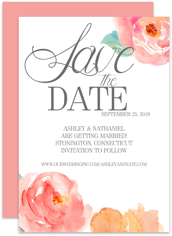 Save The Date_ Ashley And Nathaniel_ Wedding Announcement PNG