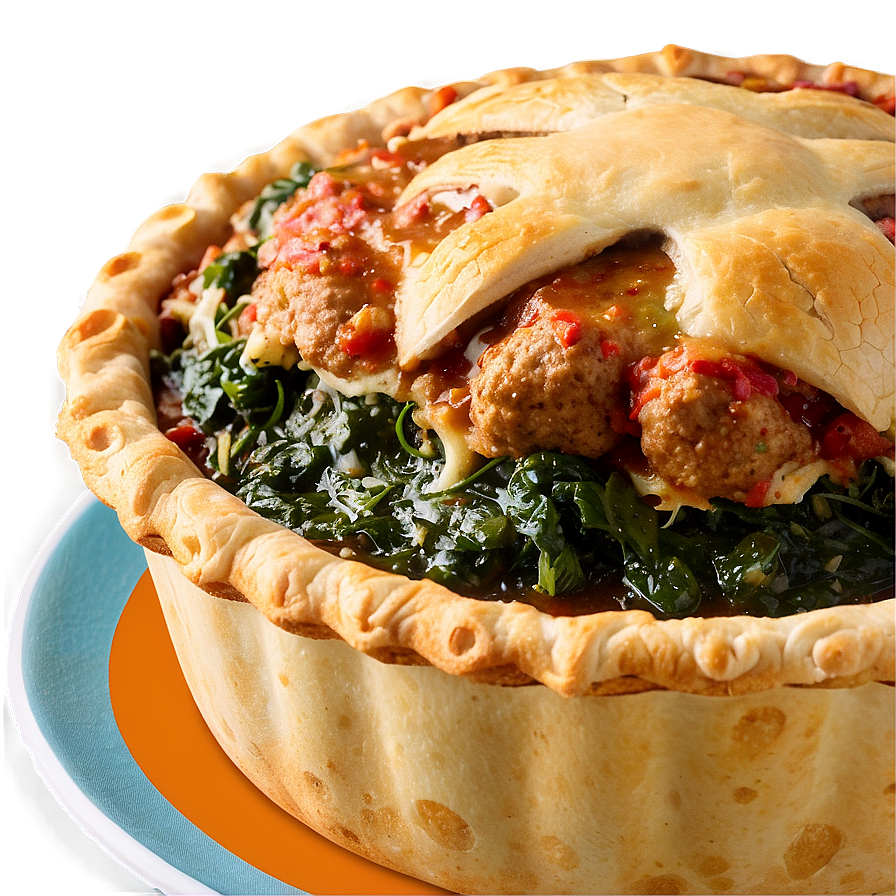 Savory Meatball Spinach Pie PNG