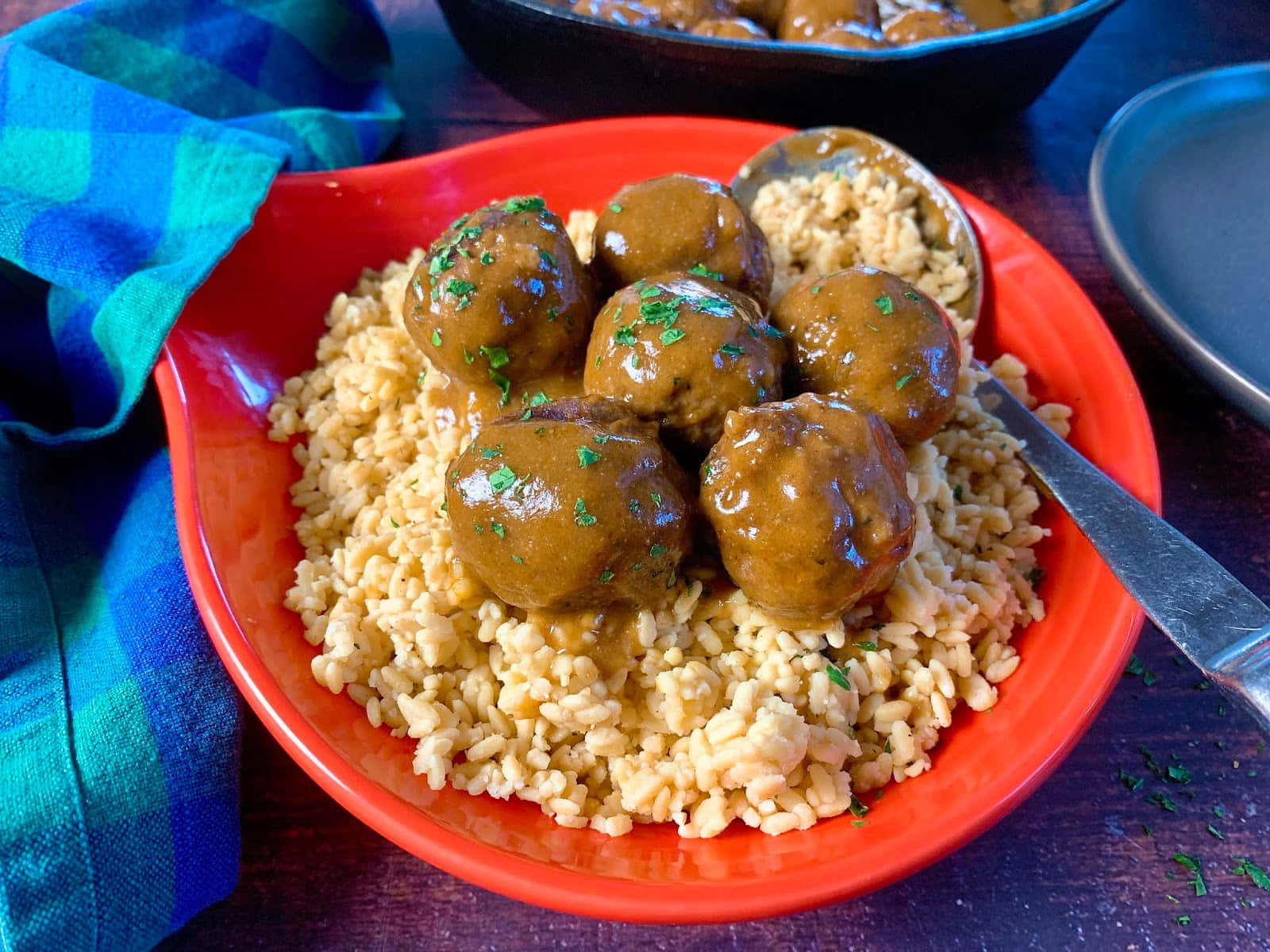 Savory Meatballs Over Rice Wallpaper