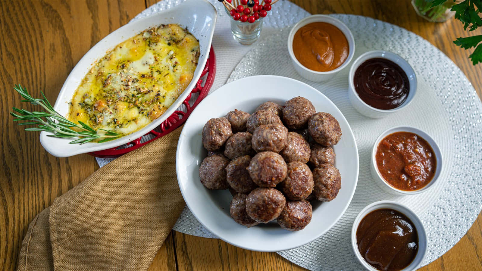 Heerlijke Gehaktballen Met Dipsauzen Achtergrond