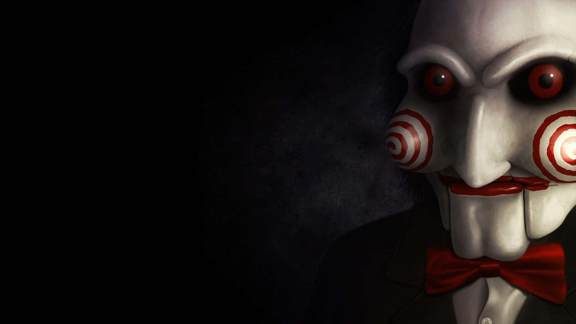 A Creepy Clown With A Bow Tie And A Dark Background Wallpaper