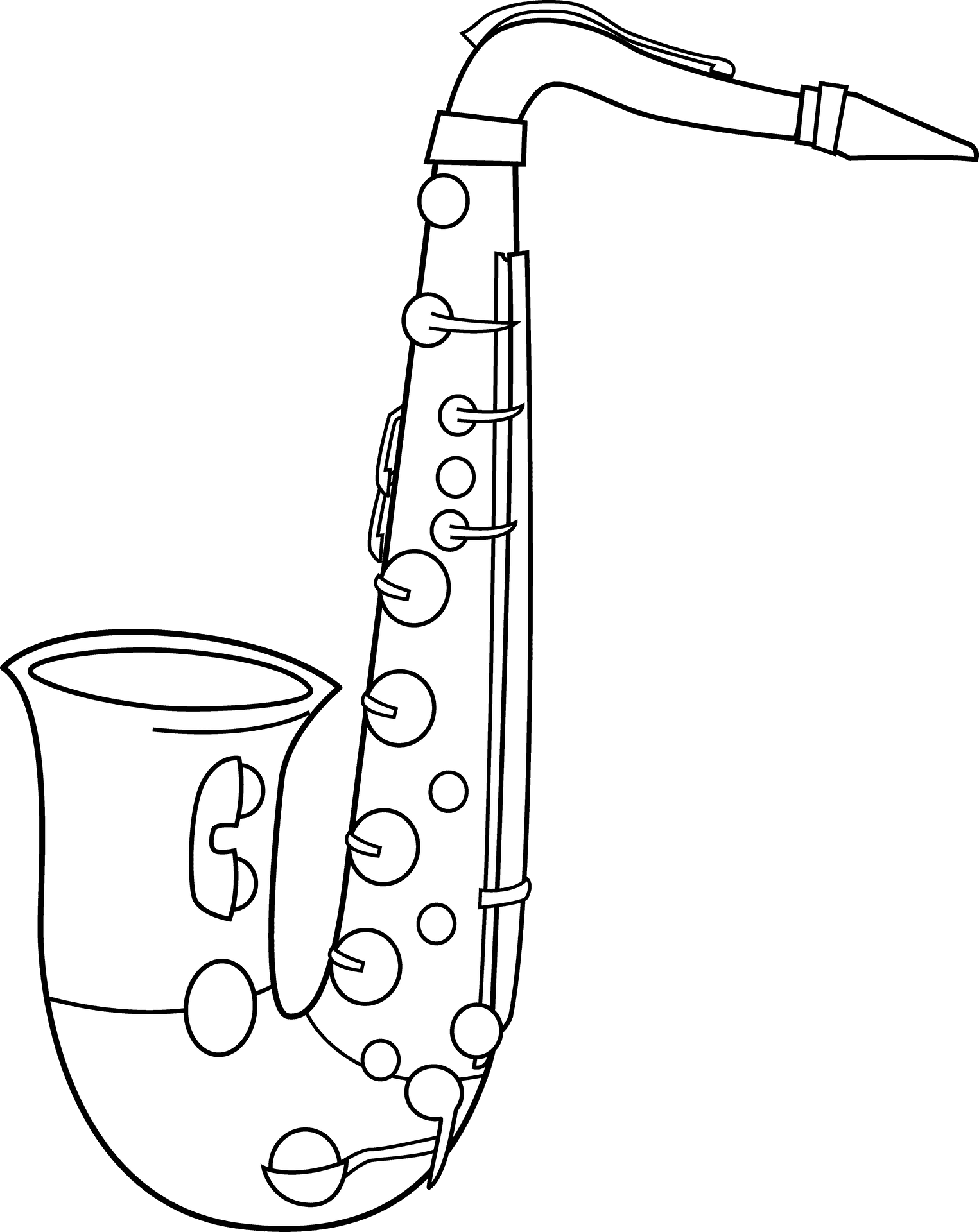 Saxophone Line Art Illustration PNG