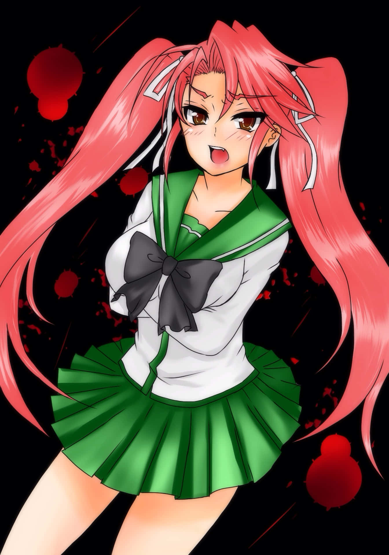 Saya Takagi, A Determined Character From Highschool Of The Dead, Holding Her Weapon And Looking Ahead Fearlessly. Wallpaper