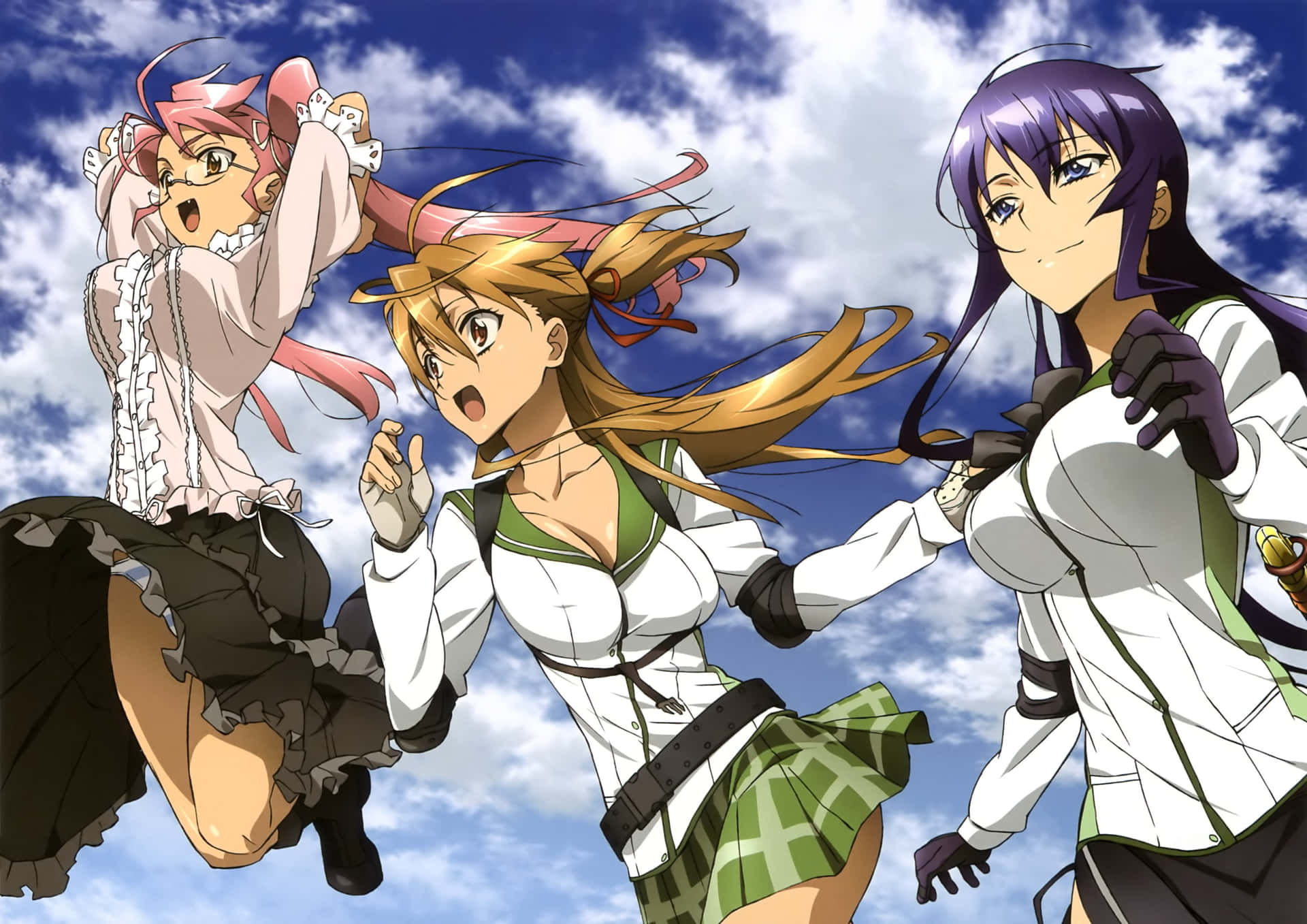 Saya Takagi, Showcasing Her Courage And Strategic Mind In The Hit Anime Series "high School Of The Dead". Wallpaper