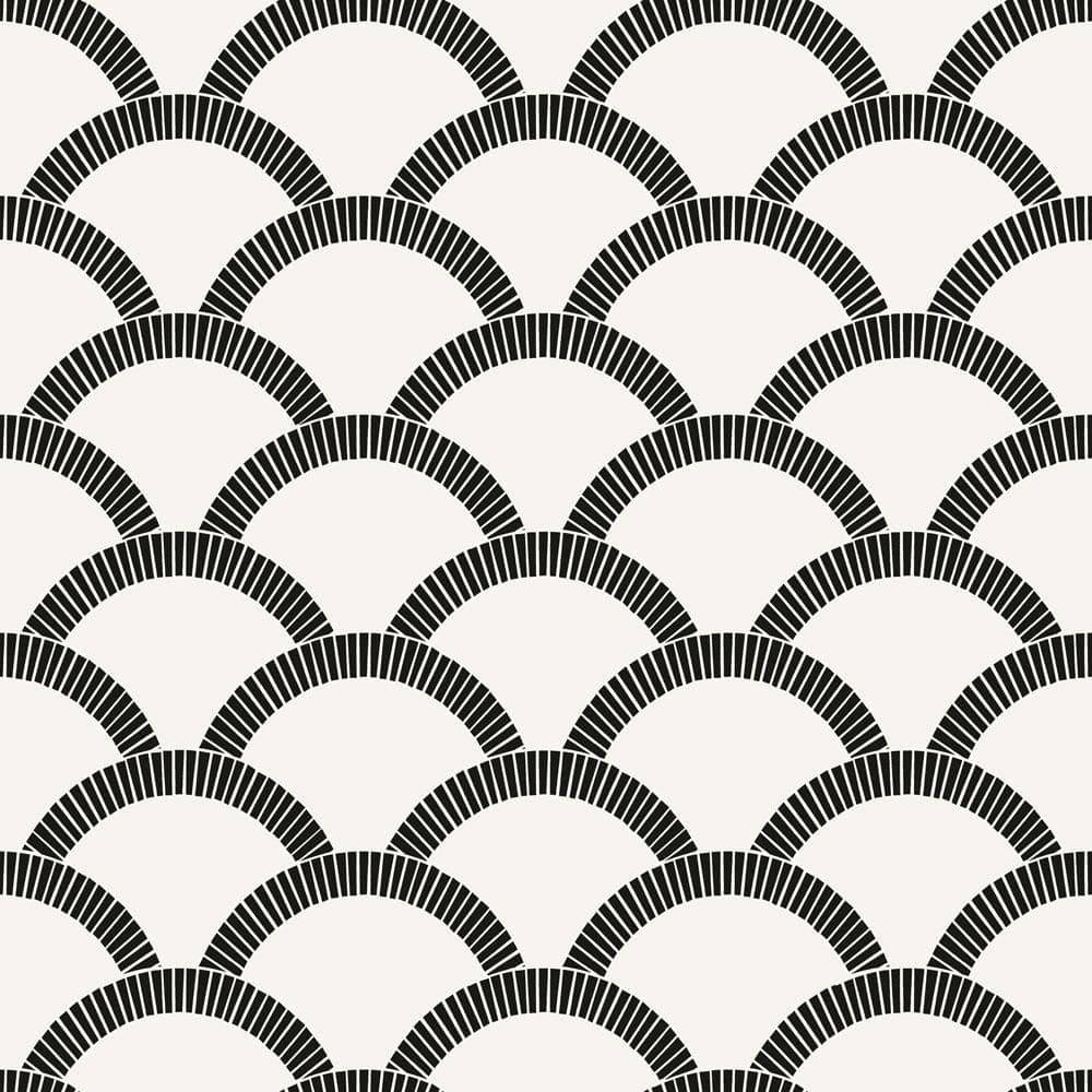 Scallops Pattern Black And White Wallpaper